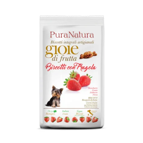 PuraNatura – Μπισκότα vegan με Φράουλα και κριθάρι ολικής αλέσεως για σκύλους