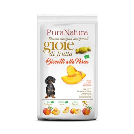 PuraNatura – Μπισκότα vegan με ροδάκινο και κριθάρι ολικής αλέσεως για σκύλους