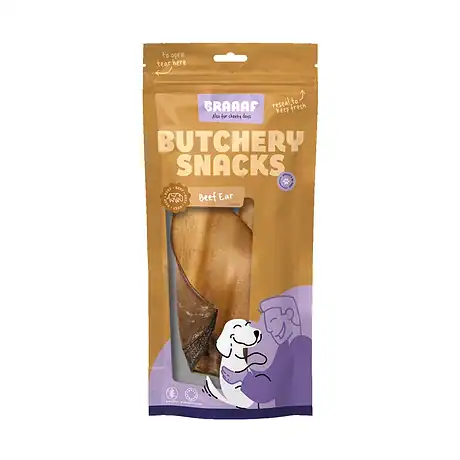 Braaaf Σνακ για σκύλους με αυτιά βοδινού Butchery 2 τεμάχια