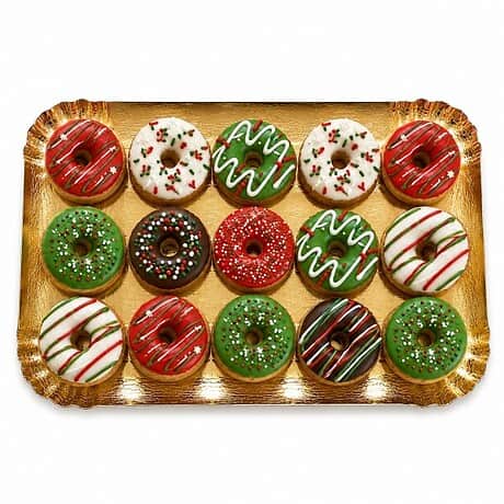 Dolci Impronte | 15 Μίνι Ντόνατς Δίσκος με Χριστουγεννιάτικα Σχέδια 215 γρ